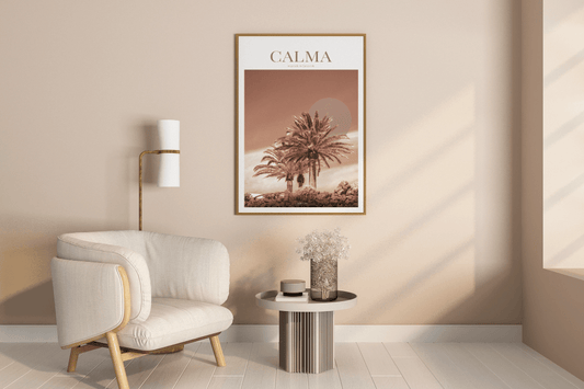 CALMA – Póster minimalista inspirado en la serenidad mediterránea (sin marco) - Illustria