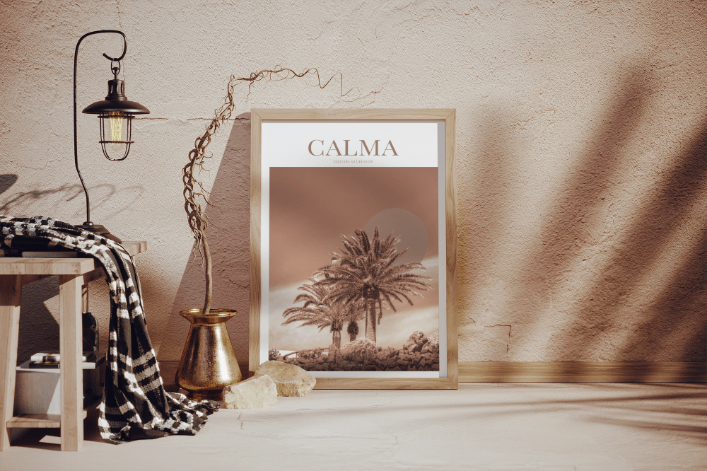 CALMA – Póster minimalista inspirado en la serenidad mediterránea (sin marco) - Illustria