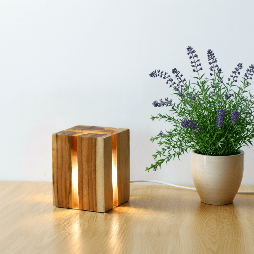 Lámpara de Madera LED Diseño Moderno – Luz Ambiente Cálida para Dormitorio y Sala - Illustria