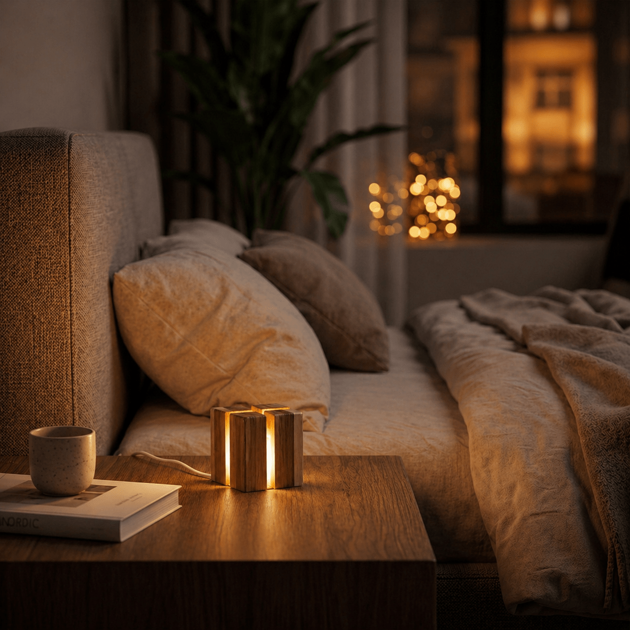 Lámpara de Madera LED Diseño Moderno – Luz Ambiente Cálida para Dormitorio y Sala - Illustria