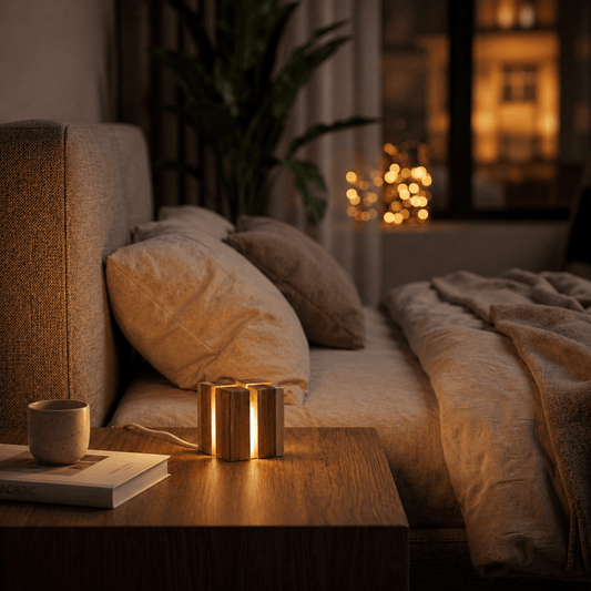 Lámpara de Madera LED Diseño Moderno – Luz Ambiente Cálida para Dormitorio y Sala - Illustria